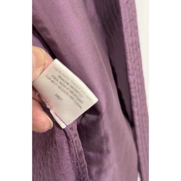 Eileen Fisher Jacket Silk Channel Crinkle Open Front Long Sleeve Purple - Picture 9 of 9